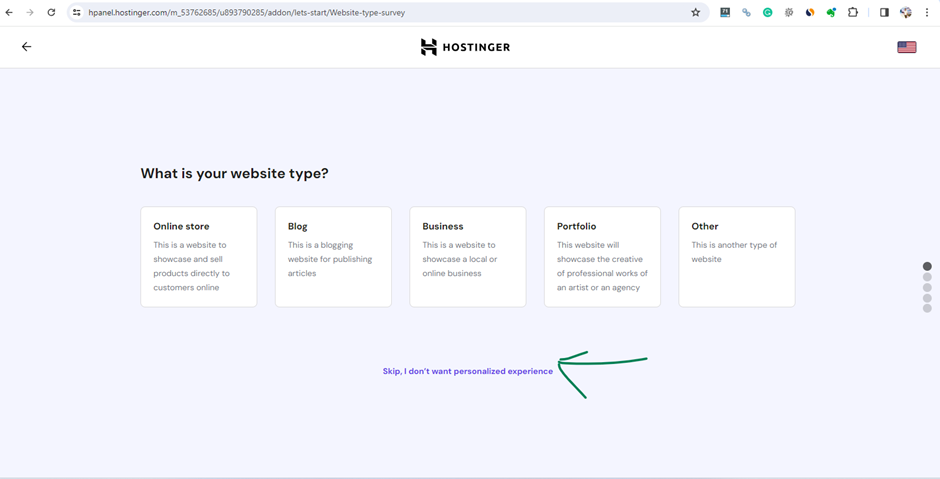 Screenshot of hostinger website